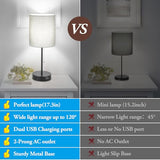 Table Lamps Set of 2 with 2 USB & AC Outlet, Bedside Nightstand Lamps for Bedroom Living Room Kid’s Room