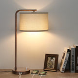 Vintage Table Lamp, Fully Dimmable Table Lamp with C+A USB Charging Ports, Farmhouse Bedside Lamp Nightstand Light