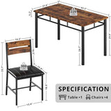 IRONCK Dining Table Set for 4, Wood Kitchen Table with Upholstered Chairs for Kitchen Room and Small Spaces