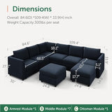 HONBAY Velvet Oversized Modular Sectional Sofa with Storage,Dark Blue