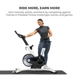 Freebeat Boom Basic Smart Indoor Cycling Bike, Swiss Design Space-Saving Exercise Bike for Home, Auto Resistance, Stationary Bike with Screen (Arctic White)