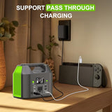 SinKeu Portable Power Station, 122.8Wh LiFePO4 Battery with 150W Output, 38,400mAh Laptop Power Bank Station for Outdoor Travel, Camping, Home, Emergency-Green
