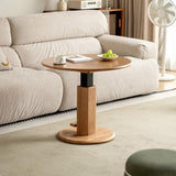 Solid Oak Lift Top Coffee Table, 27.56’’ Wood Round Small Side Table for 2