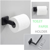 Bathroom Accessories Sets 4pcs Wall Mount Towel Bar Robe Hooks Toilet Paper Roll Holder PIZZZENO
