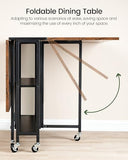 CHOEZON Folding Dining Table, Movable Dining Table, Expandable Kitchen Table, Versatile Table with 6 Wheels and 2-Tier Shelf