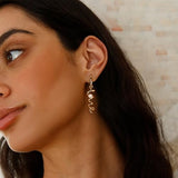 YOIHUR 2MM Pearl Earrings for Women, 14K Gold Plated Pearl Helical Drop Dangle Earring Trendy Hypoallergenic Wedding Hoop Earrings Gold Jewelry Gift