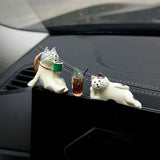 RCAGCAT 3 Pcs Cute Cat Accessories,Mini Rearview Mirror Dashboard Ornaments