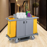 Multifunctional Locking Hotel Cart, Commercial Traditional Cleaning Janitorial Room Service Housekeeping Cart