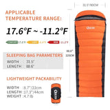 QEZER Down Sleeping Bag for Adults 600 Fill Power, Cold Weather Compact Ultralight All Seasons Sleeping Bag for Backpacking, Camping, Hiking