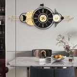 AXAORIRA 47x19 Inches Large Modern Decorative Wall Clock, Abstract Non-Ticking Battery Operated Analog Clocks for Living Room, Bedroom, Home & Office - Easy to Read