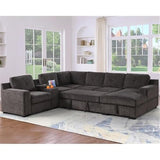 Row Modern Chenille 6-Seater Sectional Sofa Bed with Pull-Out Sleeper & Storage Chaise