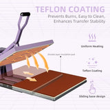 16x24 Manual Heat Press Machine with Slide-Out Base, 2000W Clamshell Heat Press for T-Shirts