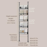 5 Tier Adjustable Height Bookshelf Floor to Ceiling Picture Book Storage Rack