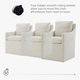 KISLOT Upholstered Dining Chairs with Casters, No Assembly Modern Accent Armchair with Rollers for Dining Room, Bedroom, Living Room, Reading Room, Already Assembled, Beige, 4 Box