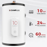 CAMPLUX Tank Water Heater Electric,10 Gallon Point of Use Hot Water Heater (ME100B) 120V 1500W, Easier Using with Adjustable Thermostat, Save Time, UL Listed