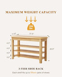 IUNVR Shoe Rack Bench Seat Rubberwood 3-Tier Wooden Storage Bench 550lbs Compact Mid-Century Modern Design for Entryway, Hallway, Closet, Front Door Entrance, Foyer