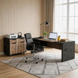 SAINTCY Executive Office Desk with Mobile File Cabinet, L Shaped Desk