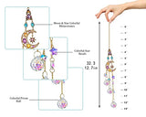 H&D HYALINE & DORA Handmade Crystal Moon&Star Prisms Suncatchers, Glass Window Hanging Ornament, Rainbow Rhinestones Decor for Home Garden Imitation Jewellery