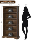 65 Inch Tall Bookshelf with Storage, Floor Standing Modern Style Display Bookcase for Living Room, Office
