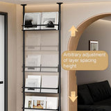 5 Tier Adjustable Height Bookshelf Floor to Ceiling Picture Book Storage Rack