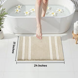 Bathroom Rugs Non Slip Washable 24x17, Ultra Soft Super Absorbent Bath Rugs for Bathroom Floor, Shaggy Chenille Bath Rug, Microfiber Plush Quick Dry Bath Mat for Bathtub, Sink and Shower, Beige