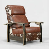 Trend Manor Whiskey Barrel Recliner Chair | Handcrafted from Authentic Whiskey Barrels | Leather Hide | Made in USA | Tri-Color Hide Finish | Luxury Recliner