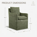 KISLOT Upholstered Dining Chairs with Casters, No Assembly Modern Accent Armchair with Rollers for Dining Room, Green, 4 Box