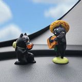 RCASGCAT Mini Cat Desk Figurines, Cute Computer Monitor Miniature Cat Desk Set for Office, Rearview Mirror, Home Decor