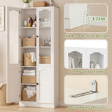 Cyclysio White Bookcase Set with 8 Doors & 3-Tier Open Shelves – 80” Tall Bookcase with 4 Drawers