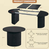 HUAHUU Extendable Round Dining Table for 4-8, 39in-77in Long Large