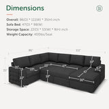 HONBAY Sectional Sleeper Sofa with Pull-Out Bed Storage Chaise