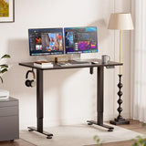 Veken 47.2" Standing Desk, Adjustable Height Office Desk with Wood Desktop, Computer Table, Black
