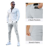 GINGTTO Skinny Dress Pants Men Grey Stretch Mens Chino Pants Slim Fit Tapered Leg 28×30