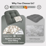 HOMELYSIAN 19x19 Outdoor Chair Cushions Set of 4, Tufted Wicker Patio Furniture Cushions, Thick Outdoor Seat Cushions for Lawn Chairs, Overstuffed and Water Resistant, Grey