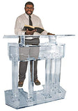 Kingdom 3 Tier Acrylic Lectern or Podium with 6 Column Base and a Wide Middle Shelf with Plenty of Space for Your Presentation Needs
