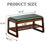 latifolia Solid Wood Bench, Entryway Shoe Bench with Cushion, 2 Tier Shoe Storage Organizer for Hallway, Living Room(Green,31.50''L)