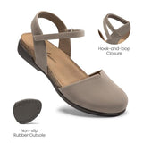 Athlefit Women's Closed Toe Sandals Comfort Cork Footbed Arch Support Flat Sandals Taupe Size 10