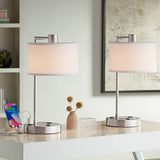 360 Lighting Colby Modern Desk Table Lamps 21" High Set of 2 with Hotel Style USB and AC