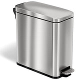 3 Gallon Small Wastebasket for Bathroom with Lid, Deodorizer, Soft-Step Stainless Steel Slim Garbage Bin