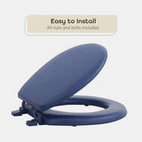 Toilet Seat, Navy - 17 Inch Soft Vinyl Cover with Comfort Foam Cushioning Achim Home Furnishings