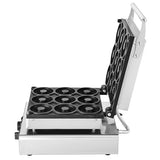 VEVOR Electric Donut Maker, 2000W Commercial Doughnut Machine with Non-stick Surface, 9 Holes Double-Sided Heating Waffle Machine Makes 9 Doughnuts, Temperature 122-572℉, for Restaurant and Home Use