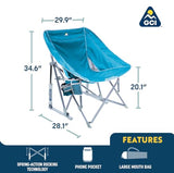 GCI Outdoor Pod Rocker Beach Chair | Collapsible Folding Rocking Chair with Drink Holder & Portable Carry Bag — Saybrook Blue