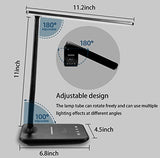 Xicyole Desk lamp,LED Lamp with Wireless Charger,USB Charger Port,Touch Control,3 Color Modes,5 Brightness Levels, Black