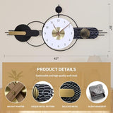 Anmotpe Oversized Large Modern Wall Clocks Iron Wall Clock Nordic Style Big Clocks Battery Operated for Living Room Office Bedroom kitchen-42 x 18.7 inch