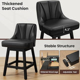 REONEY Swivel Bar Stools Set of 3, 26" Upholstered Counter Height Barstool | Waterproof PU Leather Seat