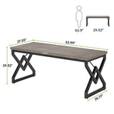 63 Inch Executive Desk, Large Office Computer Desk with Extra Thick Wooden Tabletop and Metal Frame, Gray
