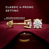 1/5 to 2 Carat TW Natural Real Diamond Solitaire Studs Earrings