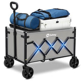 Sekey Wagon Cart with Wheels with 220LBS Capacity,Heavy Duty Wagon Carts Foldable with Drink Holders. Gray