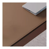 zhongxlla Standing Desk, Minimalist Style Saddle Leather Desk with Outlets