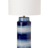 Pemberly Row Coastal Table Lamps, Set of 2, 30-Inch Ceramic Base, Navy and White Finish, Linen Hardback Shades, 3-Way Switch, Coastal Style Lighting for Living Room or Bedroom